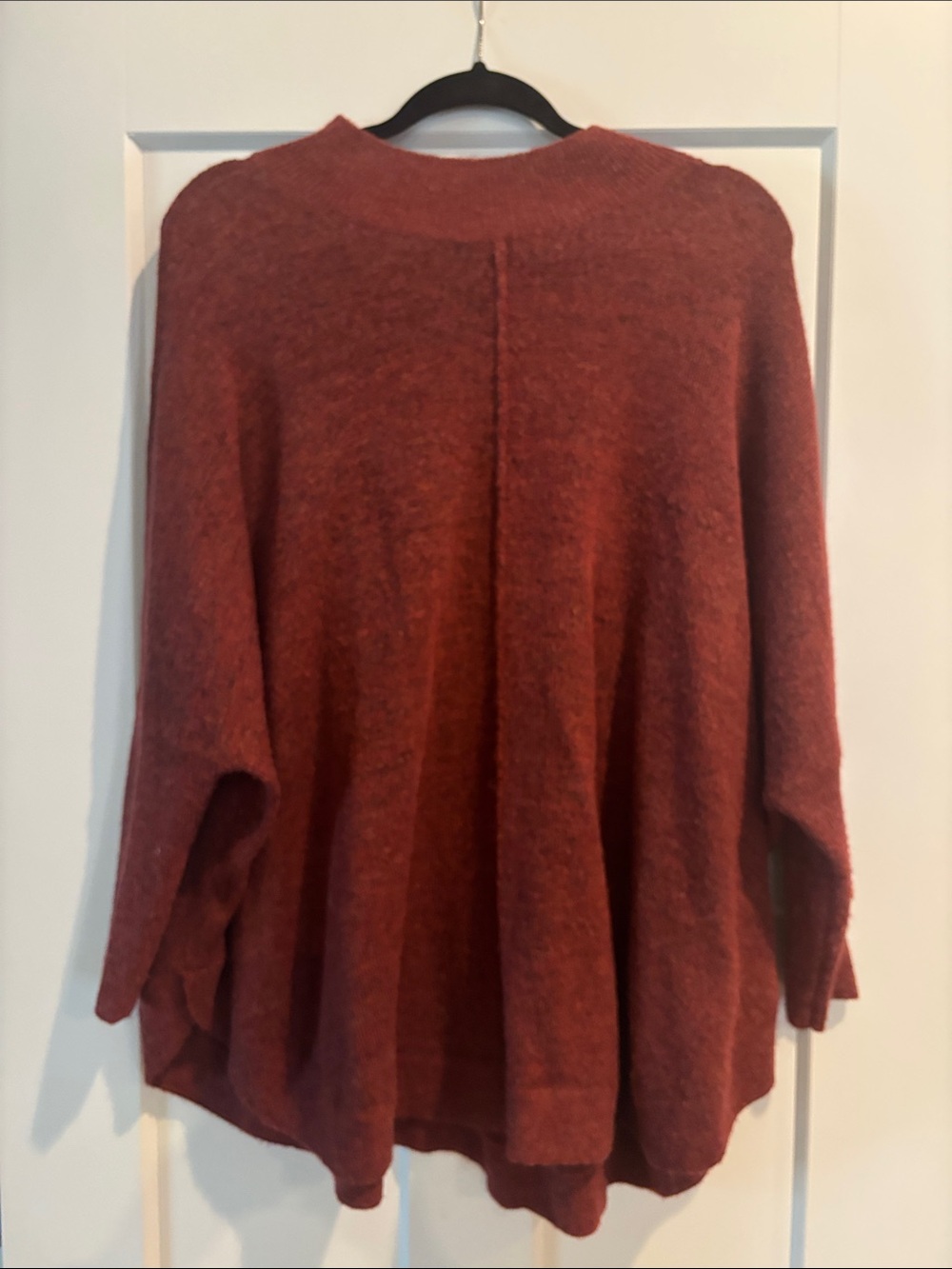 LOFT Rust Red Cozy Open Poncho Sweater